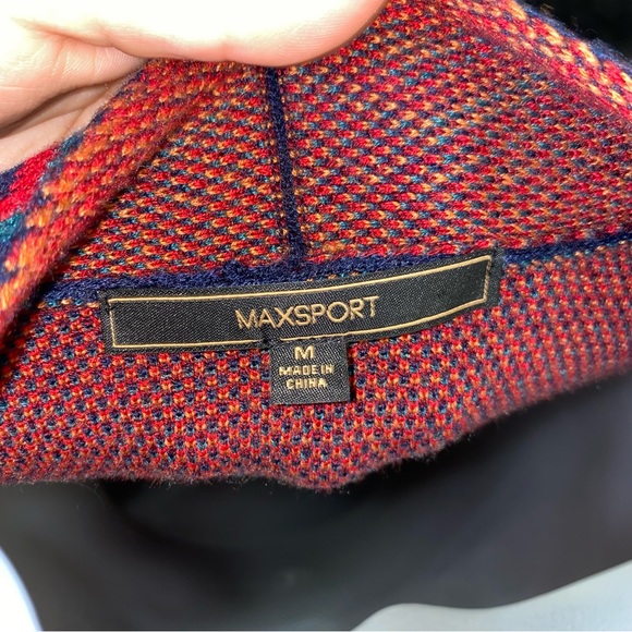 MaxSport Mx4760 navy blue and red floral pattern open face sweater cardigan - Picture 5 of 7